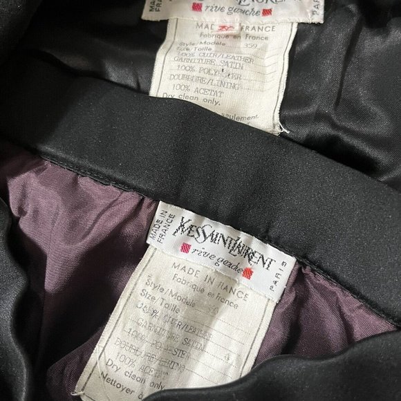 YVES SAINT LAURENT 1990s Plum Leather and Satin Blazer Jacket and Skirt Set S - Picture 4 of 7